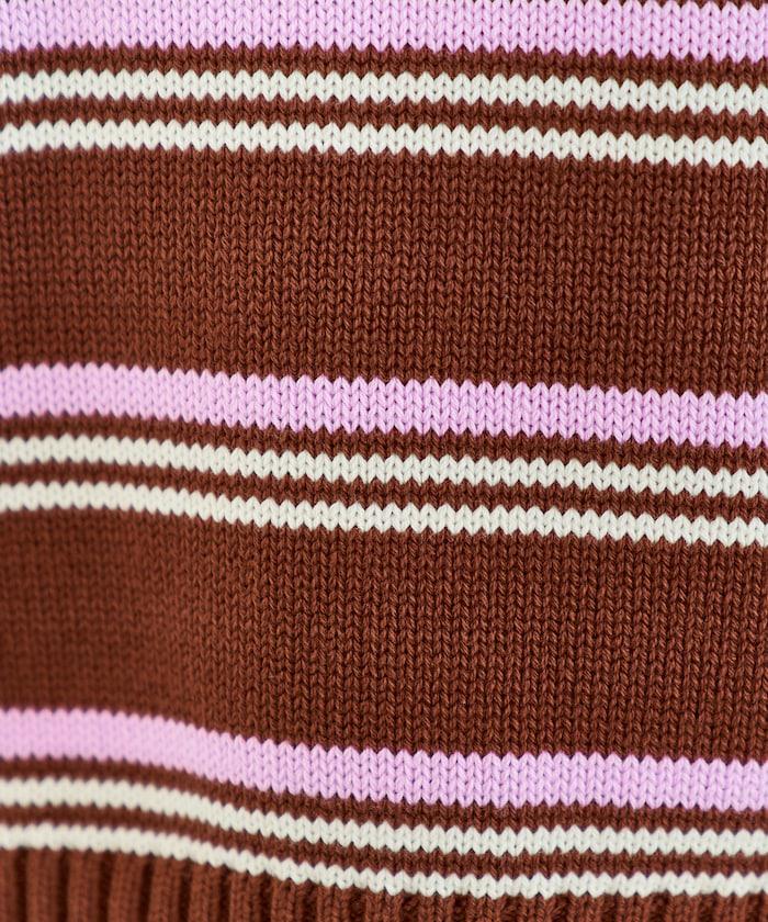 Polo領 條紋 短款 針織上衣