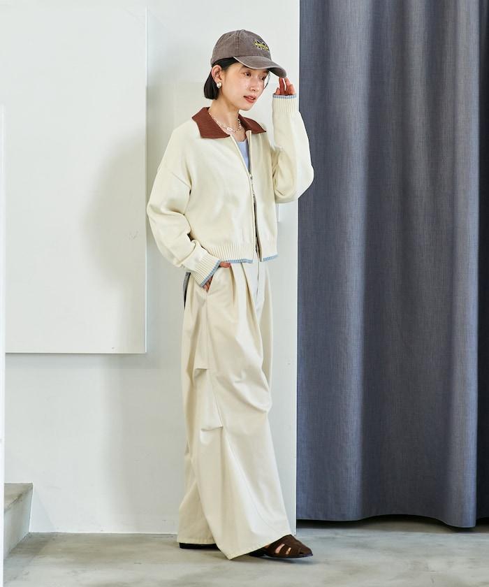 FIT MAGIC 防滑腰頭褶飾闊腿褲