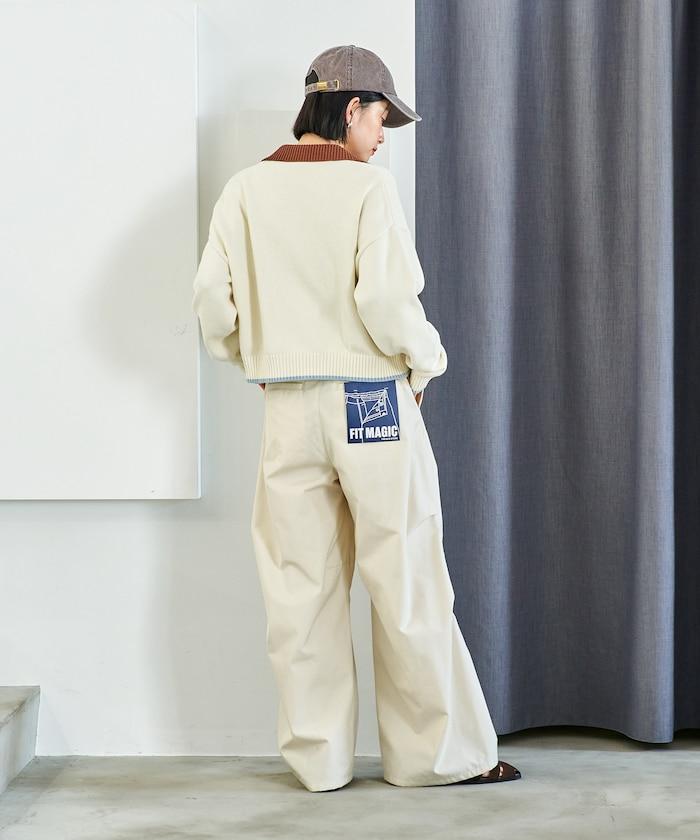 FIT MAGIC 防滑腰頭褶飾闊腿褲