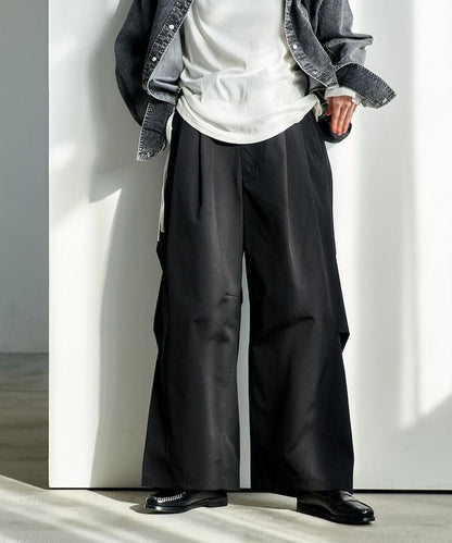 FIT MAGIC 防滑腰頭褶飾闊腿褲