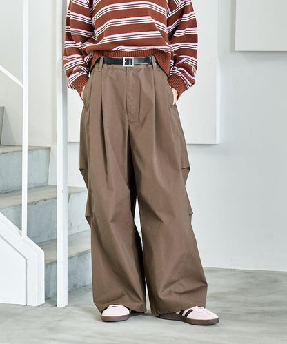 FIT MAGIC 防滑腰頭褶飾闊腿褲