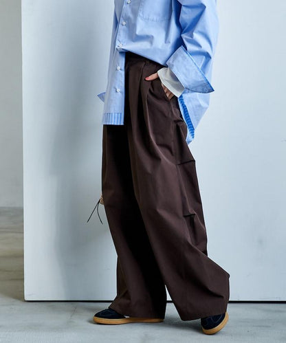 FIT MAGIC 防滑腰頭褶飾闊腿褲