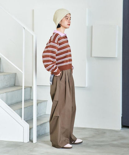 FIT MAGIC 防滑腰頭褶飾闊腿褲