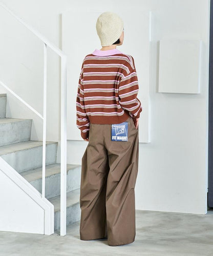 FIT MAGIC 防滑腰頭褶飾闊腿褲