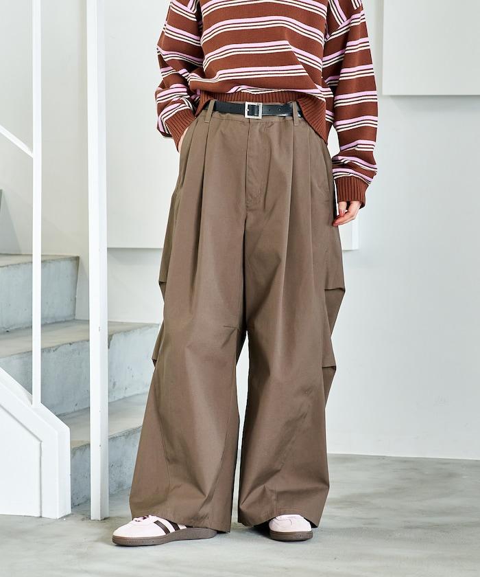 FIT MAGIC 防滑腰頭褶飾闊腿褲