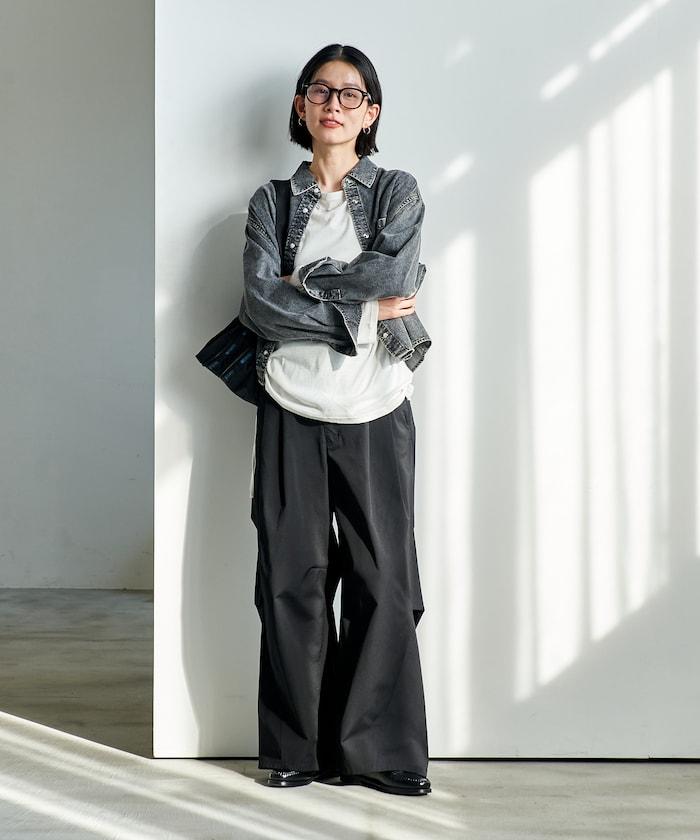 FIT MAGIC 防滑腰頭褶飾闊腿褲