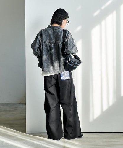 FIT MAGIC 防滑腰頭褶飾闊腿褲