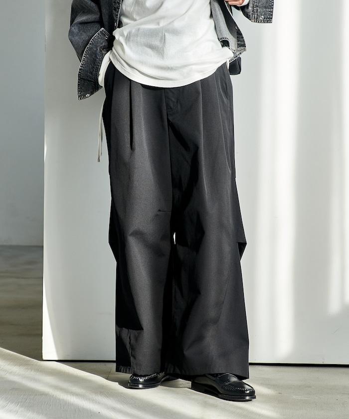 FIT MAGIC 防滑腰頭褶飾闊腿褲