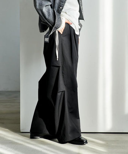 FIT MAGIC 防滑腰頭褶飾闊腿褲