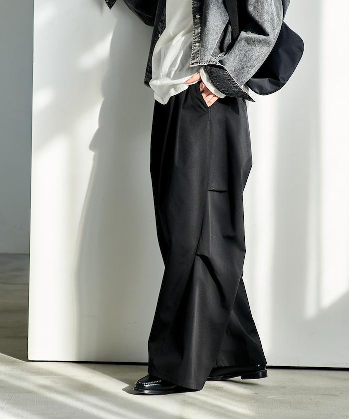 FIT MAGIC 防滑腰頭褶飾闊腿褲