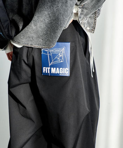 FIT MAGIC 防滑腰頭褶飾闊腿褲