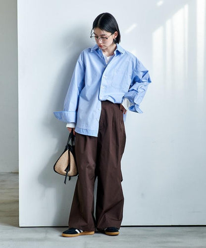 FIT MAGIC 防滑腰頭褶飾闊腿褲