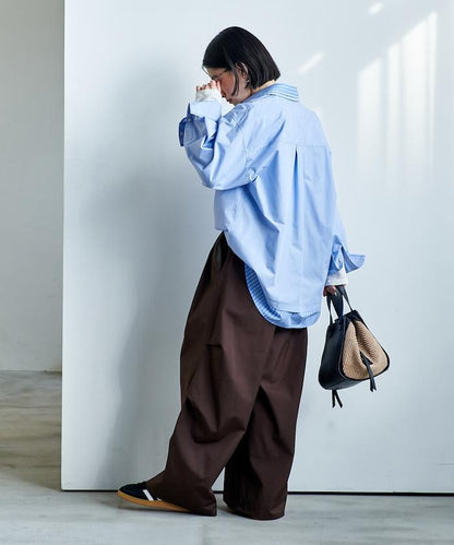 FIT MAGIC 防滑腰頭褶飾闊腿褲