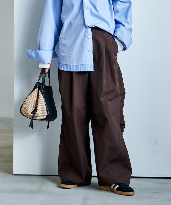 FIT MAGIC 防滑腰頭褶飾闊腿褲