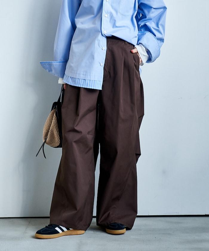 FIT MAGIC 防滑腰頭褶飾闊腿褲