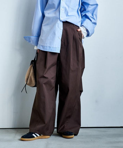 FIT MAGIC 防滑腰頭褶飾闊腿褲