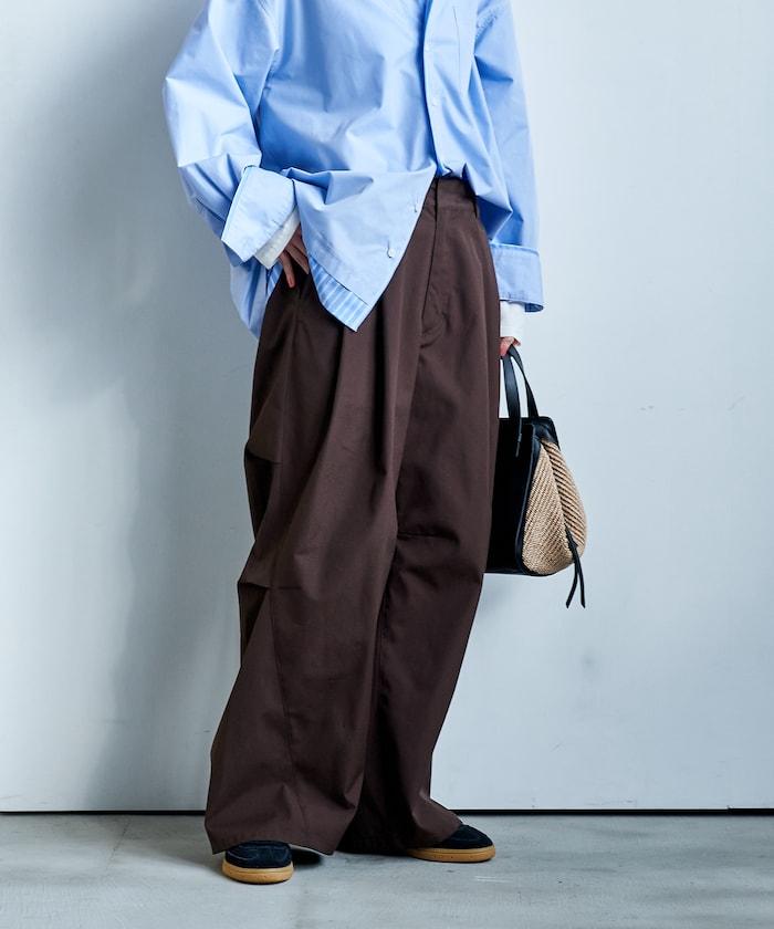 FIT MAGIC 防滑腰頭褶飾闊腿褲