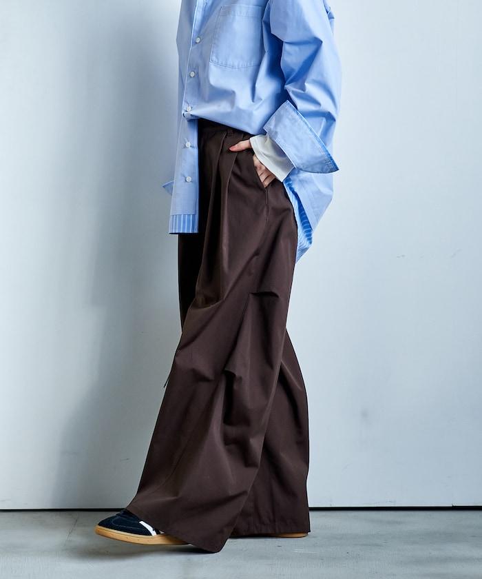 FIT MAGIC 防滑腰頭褶飾闊腿褲