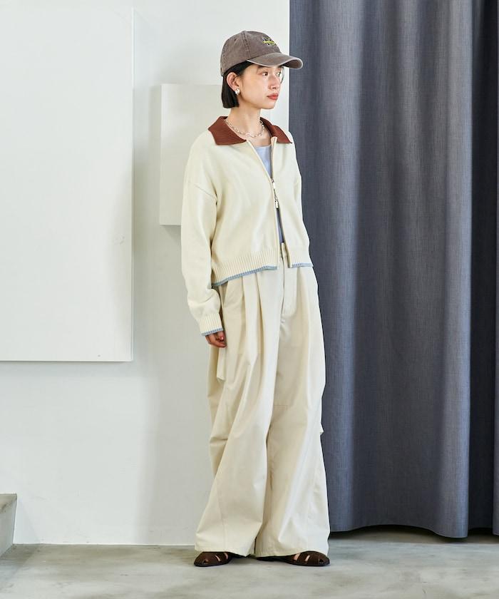 FIT MAGIC 防滑腰頭褶飾闊腿褲