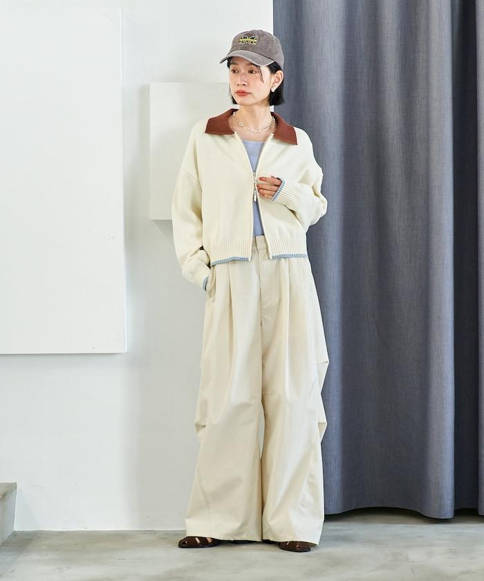 FIT MAGIC 防滑腰頭褶飾闊腿褲