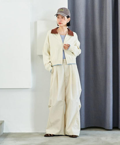 FIT MAGIC 防滑腰頭褶飾闊腿褲