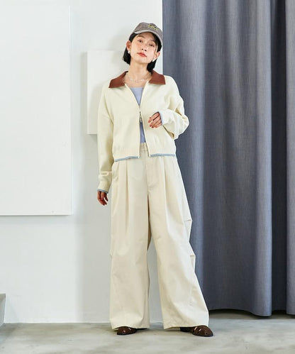 FIT MAGIC 防滑腰頭褶飾闊腿褲