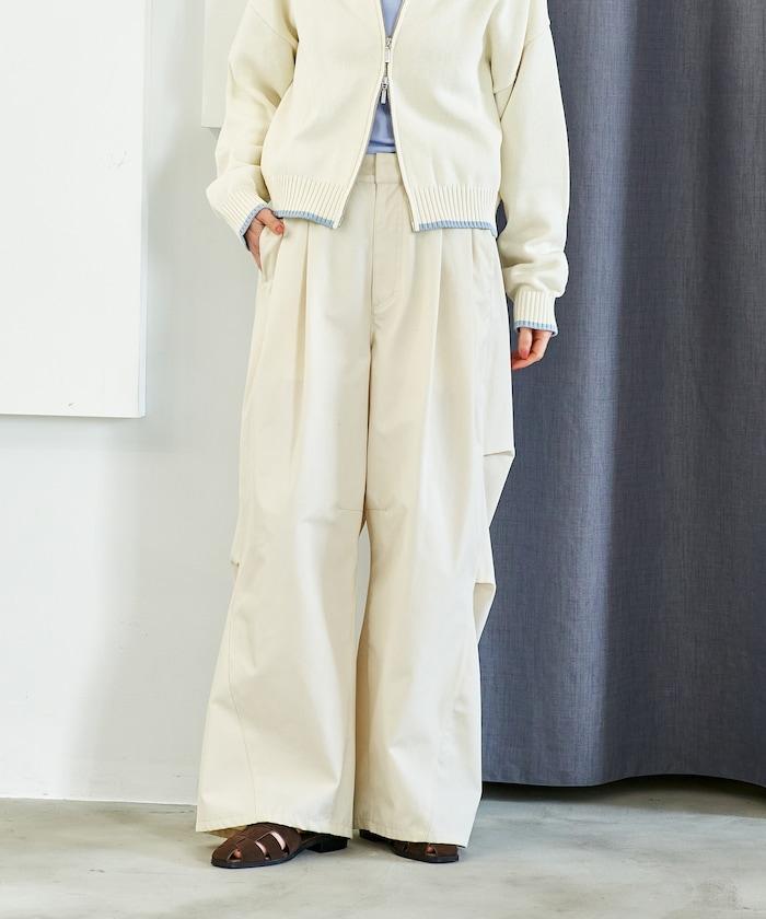 FIT MAGIC 防滑腰頭褶飾闊腿褲