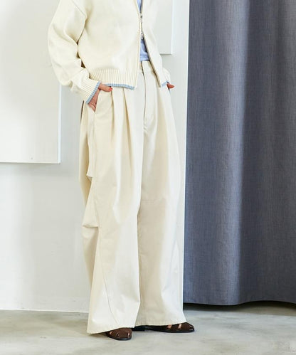 FIT MAGIC 防滑腰頭褶飾闊腿褲