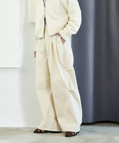 FIT MAGIC 防滑腰頭褶飾闊腿褲