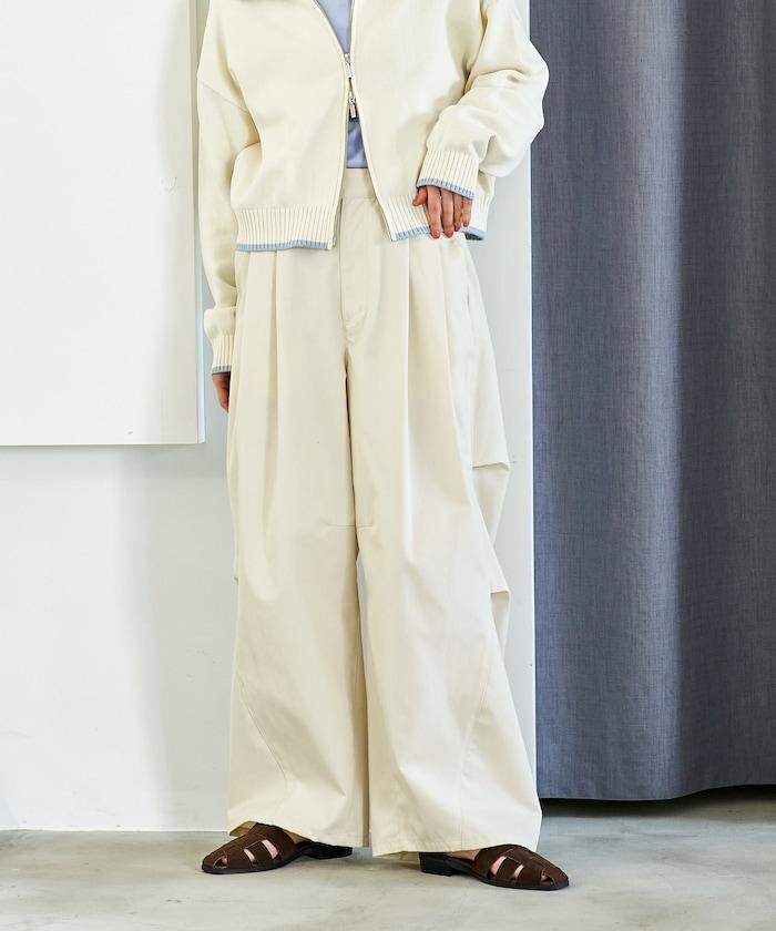 FIT MAGIC 防滑腰頭褶飾闊腿褲