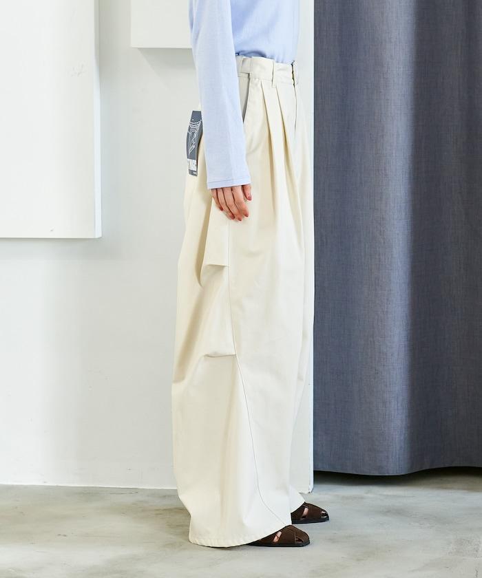 FIT MAGIC 防滑腰頭褶飾闊腿褲