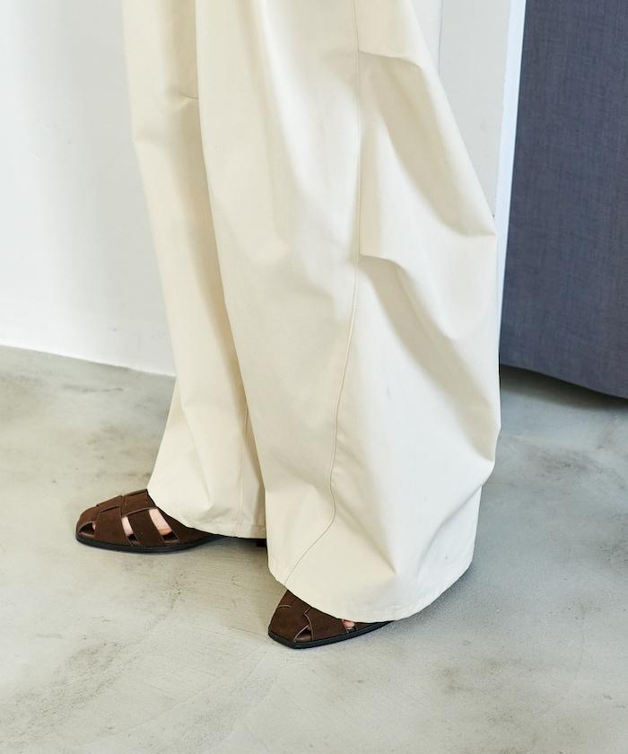 FIT MAGIC 防滑腰頭褶飾闊腿褲