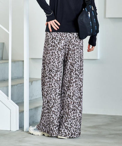 褶皺豹紋印花 褲子
