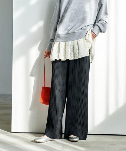 褶皺豹紋印花 褲子