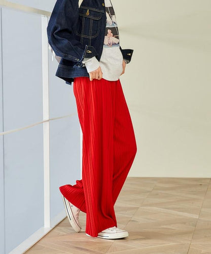 褶皺豹紋印花 褲子