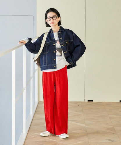 褶皺豹紋印花 褲子