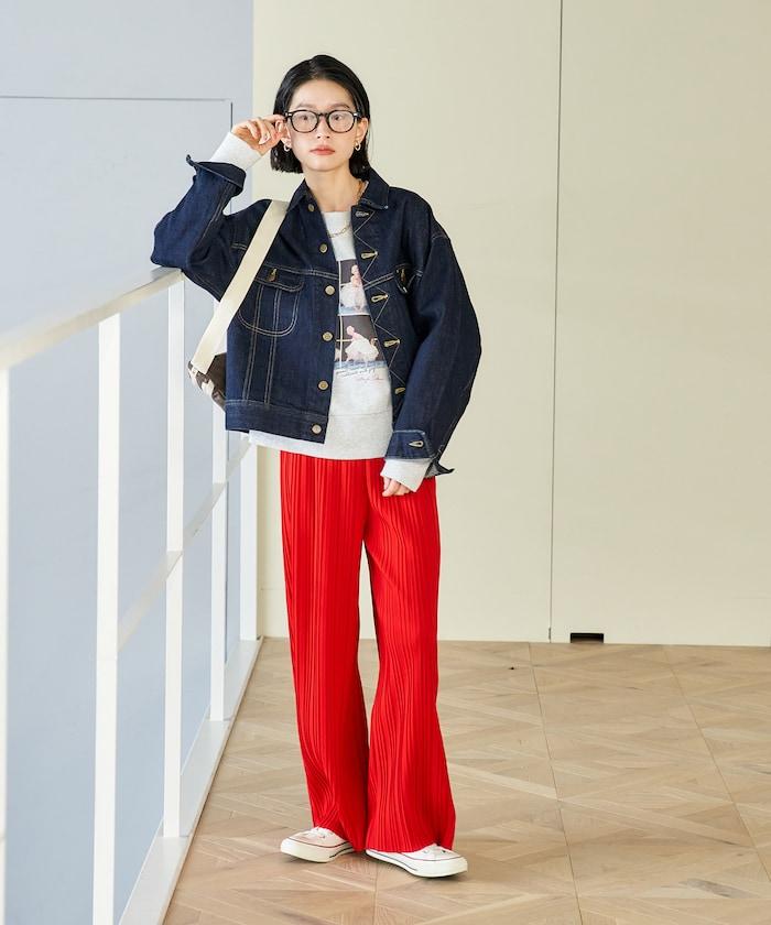 褶皺豹紋印花 褲子