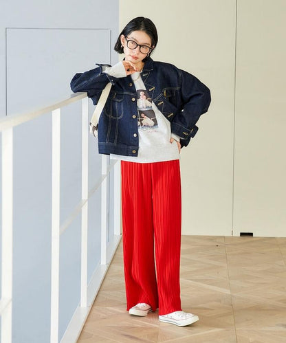 褶皺豹紋印花 褲子