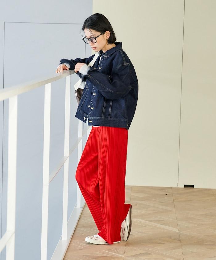 褶皺豹紋印花 褲子