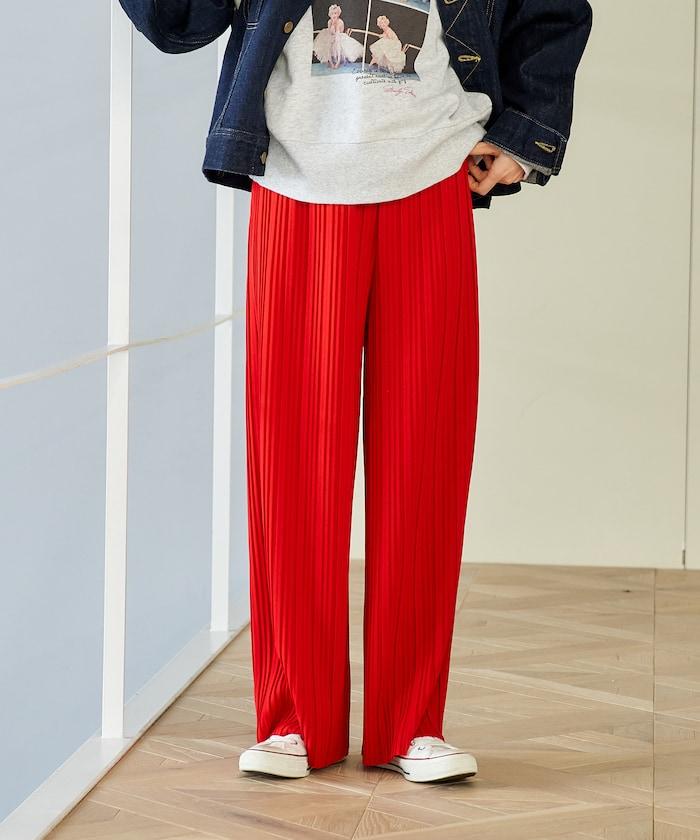 褶皺豹紋印花 褲子