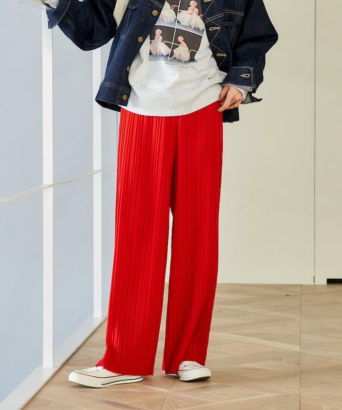 褶皺豹紋印花 褲子