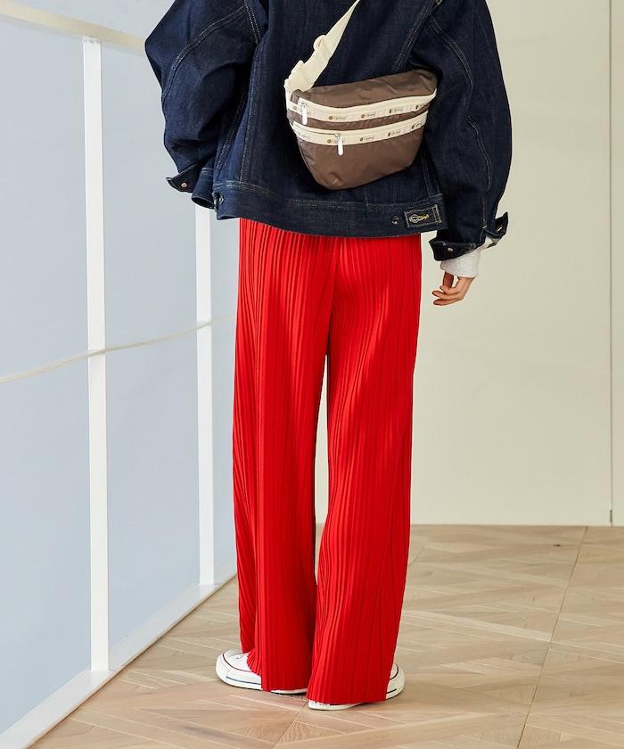 褶皺豹紋印花 褲子