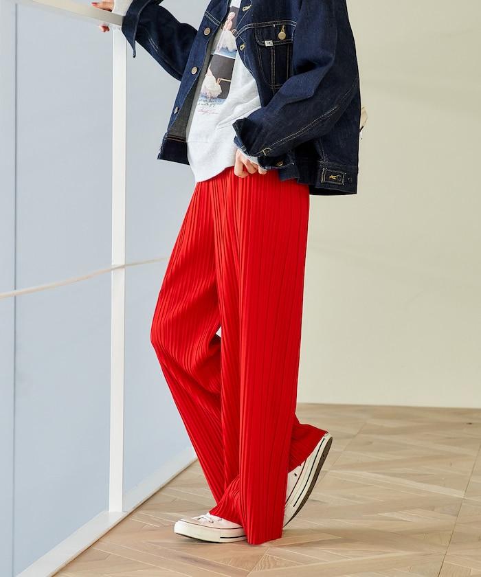 褶皺豹紋印花 褲子