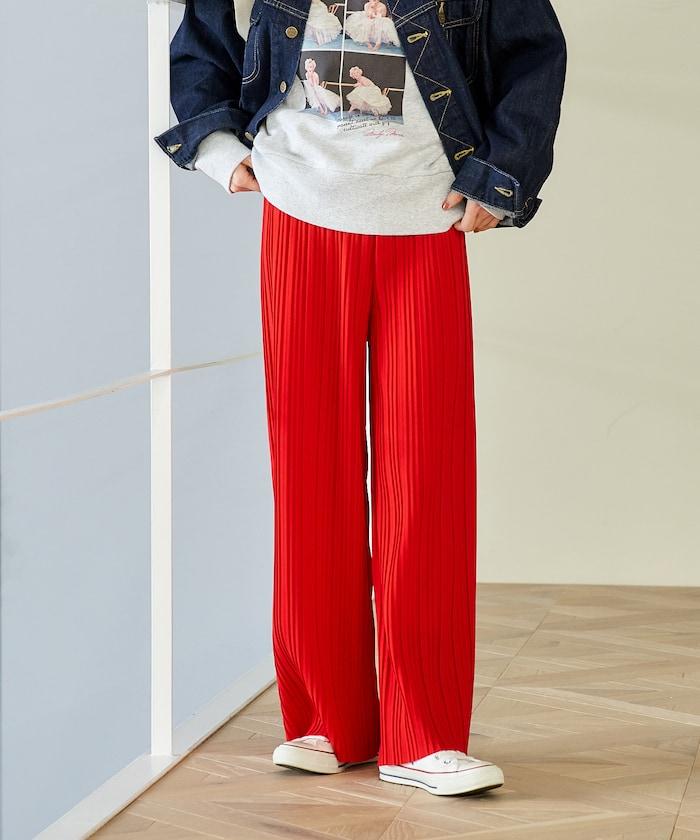 褶皺豹紋印花 褲子