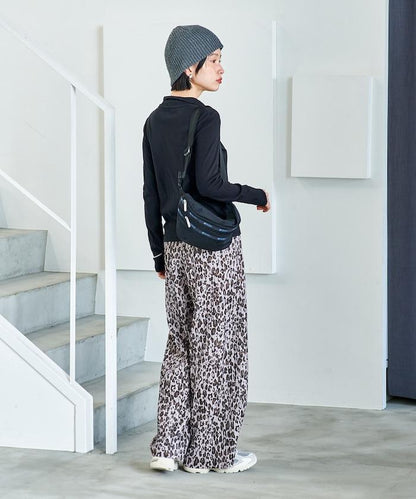 褶皺豹紋印花 褲子