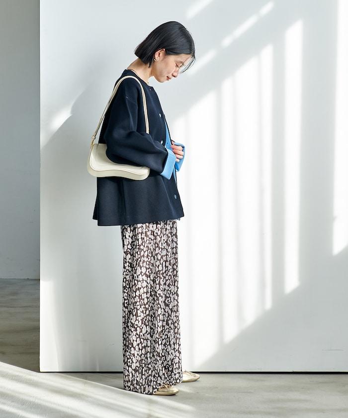 褶皺豹紋印花 褲子