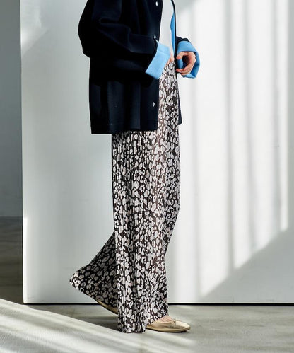 褶皺豹紋印花 褲子