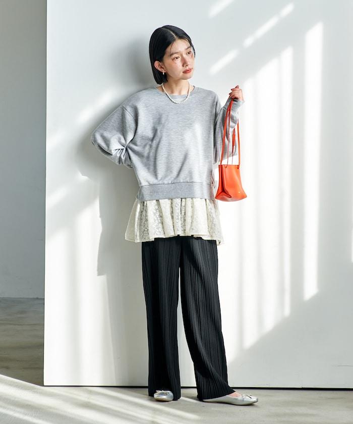 褶皺豹紋印花 褲子