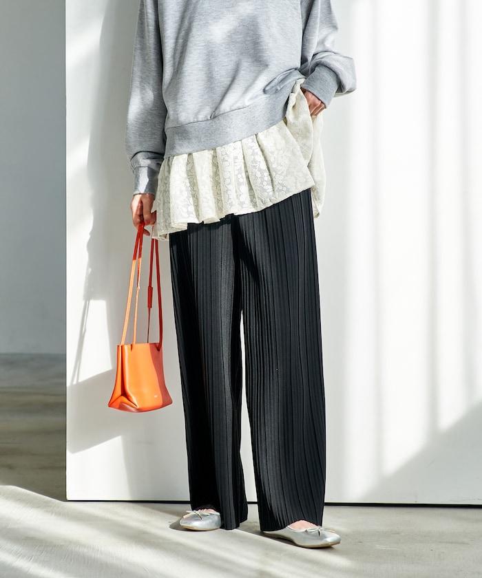 褶皺豹紋印花 褲子