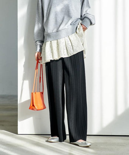 褶皺豹紋印花 褲子